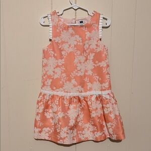Janie and Jack Coral and White Floral Drop-Waist Dress